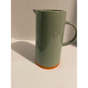 Terracotta Pitcher Green w/ Orange Base, Stoneware, Drinkware